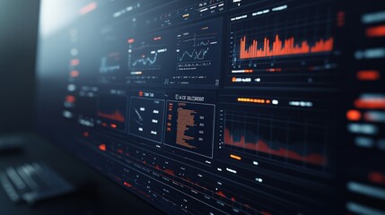 Close-up of a computer screen displaying various financial data charts and graphs.