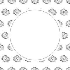 donut icon frame. doodle donut circle frame. hand drawn donut frame background. donut icon background