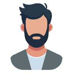 man with beard profile avatar flat color vector illustration template design