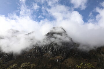 clouds in the mountains