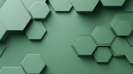Abstract green hexagon pattern background.