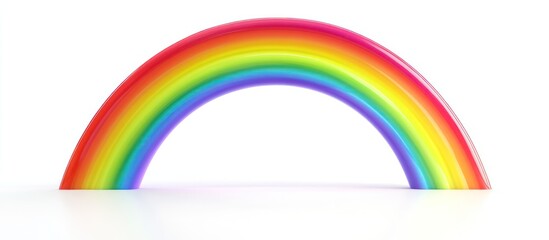 Vibrant rainbow arc isolated on white background.