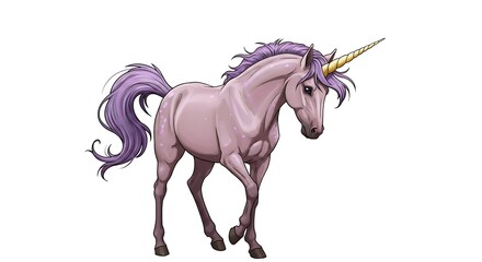 Obraz premium Magical Lavender Unicorn Horse Fantasy Illustration