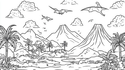 Dinosaur Adventure Coloring Page for Kids