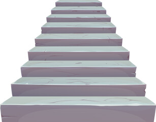 Castle stone stairs, old house or medieval palace ladder, isolated cartoon vector staircase or stairway made of rocky blocks. Grey stone stairs structure, architecture construction with solid steps