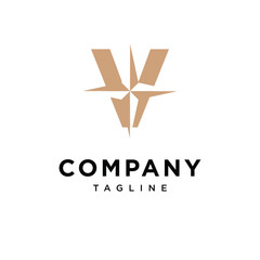 Letter V Compass Logo Icon Vector
