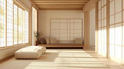 Serene Japanese Minimalist Living Room Design