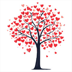 Fototapeta premium Valentine tree Vector with hearts