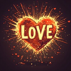 Explosive Love Vibrant Heart Ablaze with Passion and Fireworks