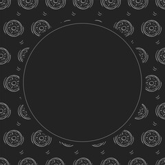donut icon frame. doodle donut circle frame. hand drawn donut frame background. donut icon background