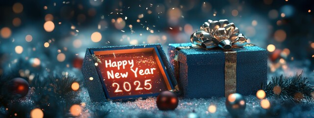 Sparkling 2025 New Year Gift Box Festive Celebration