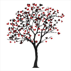 Obraz premium Valentine tree Vector with hearts