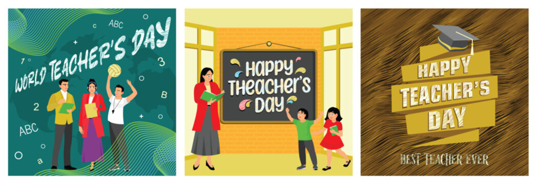 Celebrating World Teacher's Day with diverse themes and backgrounds.