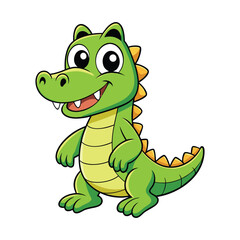 Fototapeta premium A Kawaii Style Smiling Cartoon Crocodile