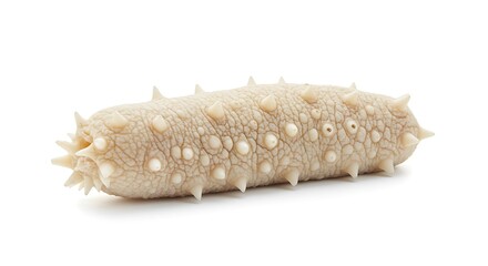 Obraz premium Fresh Sea Cucumber Close up Studio Shot Isolated Beige Spines Marine Life Underwater Animal