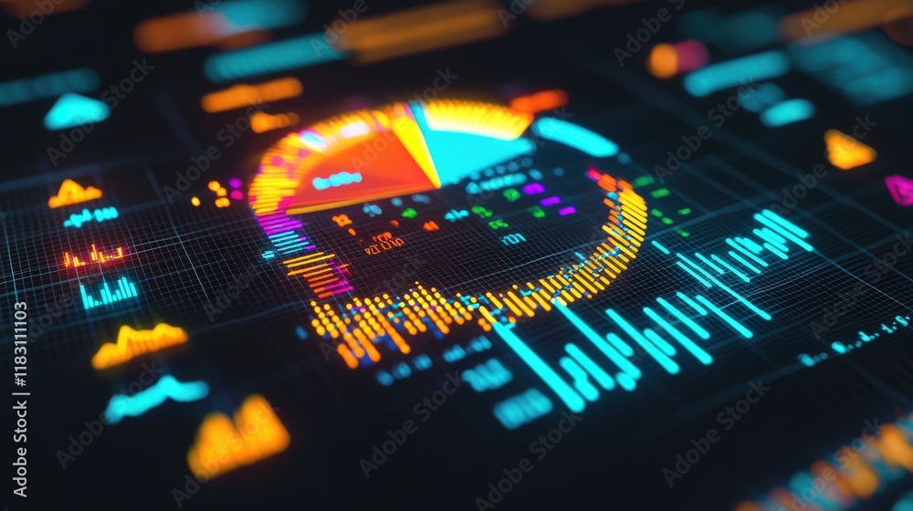 Poster a colorful graph with many different colored lines and numbers