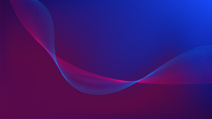 Fototapeta premium Wavy blue and red blended lines with blue red gradient mesh abstract background