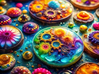 Macro Photography: Epoxy Resin Art Decoration Creation Process - Detailed Close-Up
