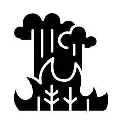 Forest fire, wildfire icon in glyph style