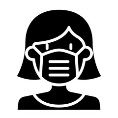 Patient wearing mask icon in glyph style
