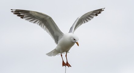 Fototapeta premium Seagull in Flight Wings Spread Bird Wildlife Nature Photography