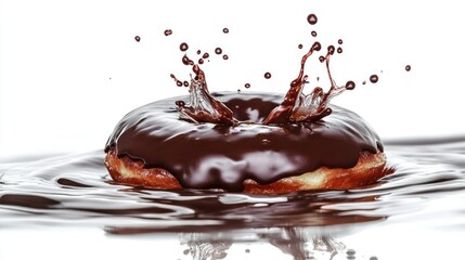 donut bread with chocolate topping isolated white background