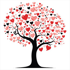 Obraz premium Valentine tree Vector with hearts