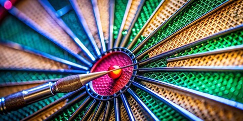 Macro Shot: Darts Embedded in Dartboard - Close-up Detail