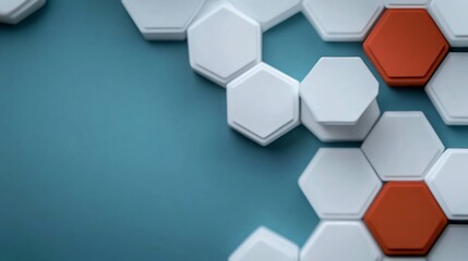 Stunning 3D Render: Abstract Hexagon Pattern on Teal Background. AI Generated