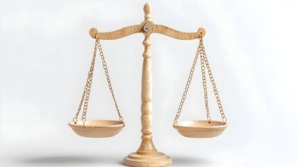 Wooden Scale of Justice on Light Background for Legal Concepts, Generative AI.
