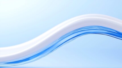 Serene Blue and White Liquid Wave Abstract 3D Render Illustration. AI Generated