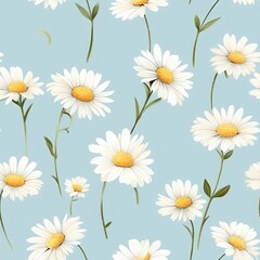 Obraz premium Watercolor cute daisy pattern flower backgrounds.