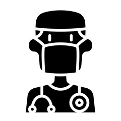 Doctor wearing mask icon in glyph style