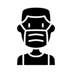 Wearing mask icon in glyph style