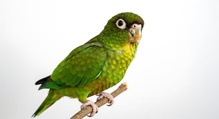 Adorable Green Parrot Perched on Branch Wildlife Photography