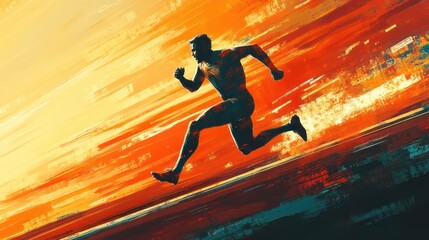 Silhouette of a runner sprinting at sunset. (1)