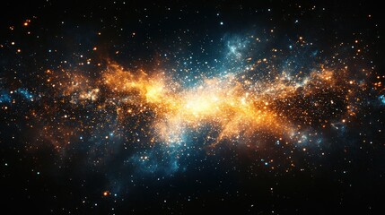 Cosmic nebula with vibrant orange and blue hues.