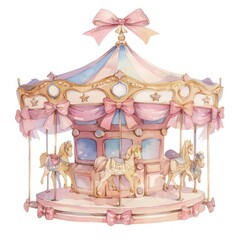 Obraz premium Whimsical pastel carousel illustration