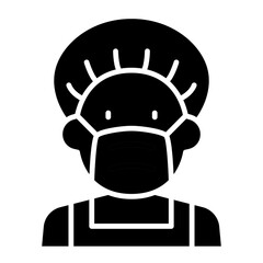 Medical protective suit icon in glyph style
