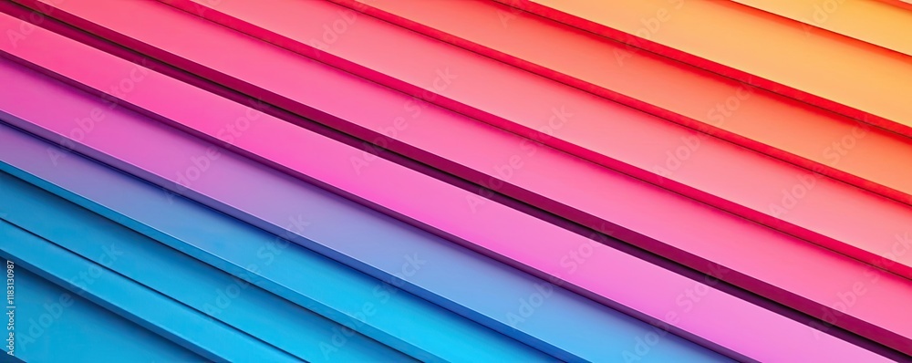 Poster Layer abstract background concept. Vibrant diagonal lines in gradient hues of pink, purple, blue, and orange creating dynamic visuals.