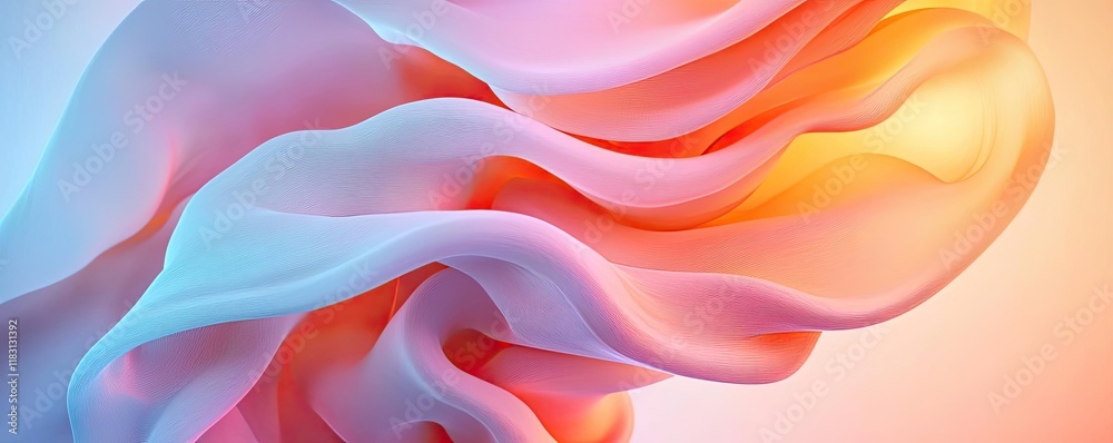 Poster Layer abstract background concept. A colorful abstract representation of flowing fabric textures and shapes.