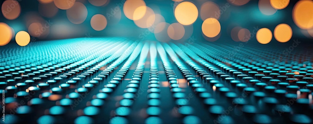 Poster Matrix abstract background idea. Abstract close-up of colorful dots with blurred lights in the background.
