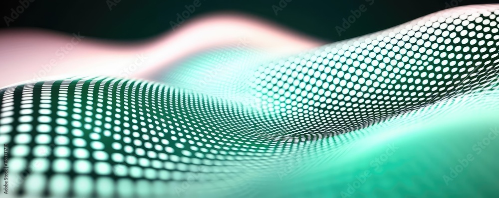 Aufkleber Matrix abstract background idea. Abstract digital waves with a neon glow, creating a mesmerizing visual effect.