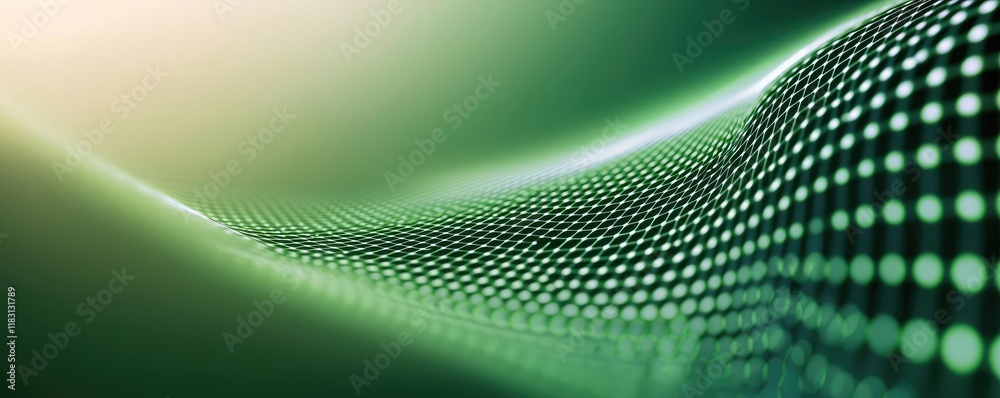 Poster Matrix abstract background idea. Abstract green digital wave pattern illustrating modern technology and innovation.