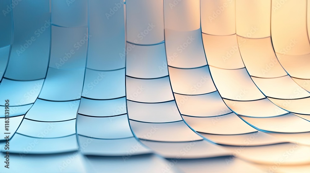 Aufkleber Matrix abstract background idea. Soft wave patterns in blue and orange create a serene and modern visual effect.
