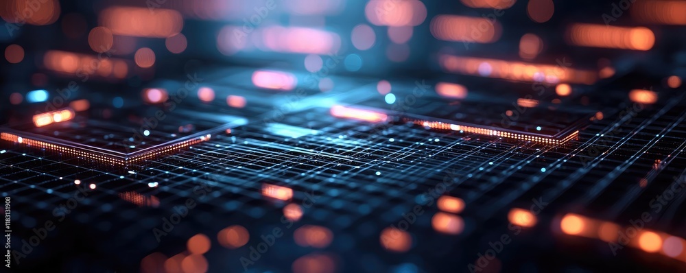 Poster matrix abstract background idea. abstract digital landscape with glowing lines and vibrant colors re