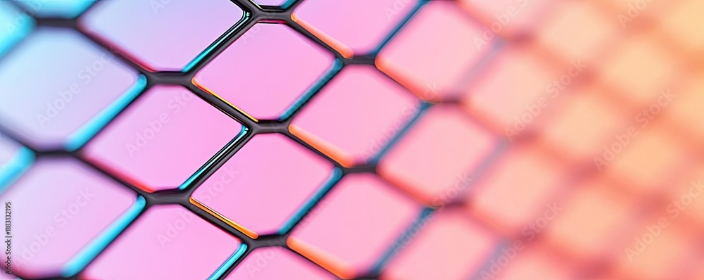 Poster Matrix abstract background idea. Abstract hexagonal pattern with vibrant colors and dynamic lighting effects.