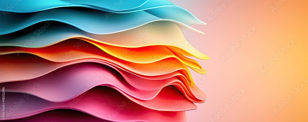 Poster Layer abstract background concept. Colorful layered sheets create a vibrant backdrop for design and creativity.