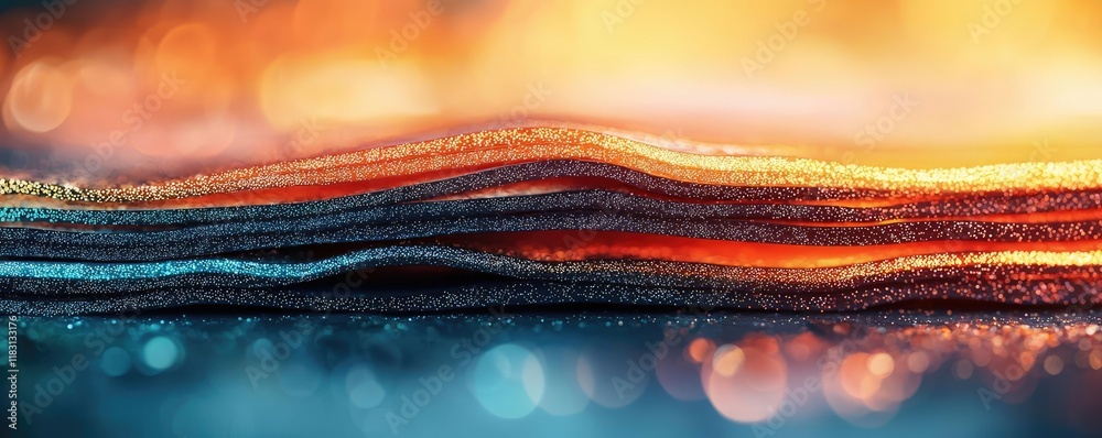 Poster Layer abstract background concept. Colorful abstract layers with shimmering light and textures, perfect for digital backgrounds.