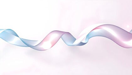 A flowing, abstract ribbon design with smooth, fluid curves and vibrant gradient colors transitioning from deep blue to purple, teal, and soft yellow.